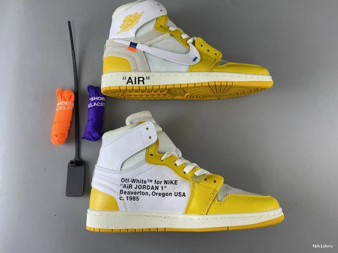 Cheap TBkick x White NRG Dark Powder Air AQ0818-149 Jordan Yellow-Cone 1 Off-White 0802